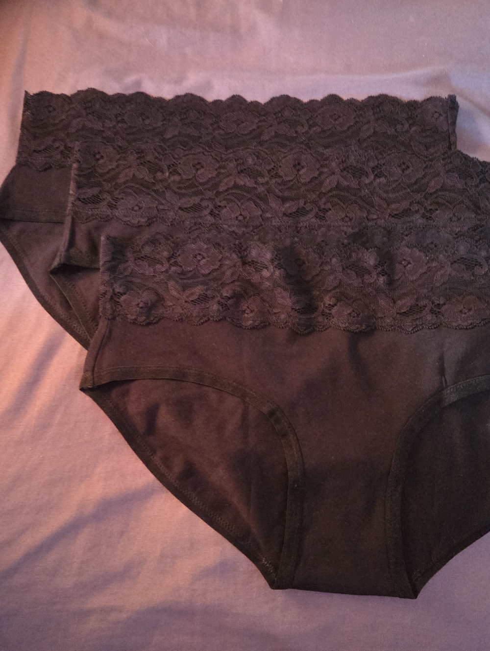 NWOT- (3pck) Pact Organic- Black High-Waist Lace-Waistband Women's Briefs